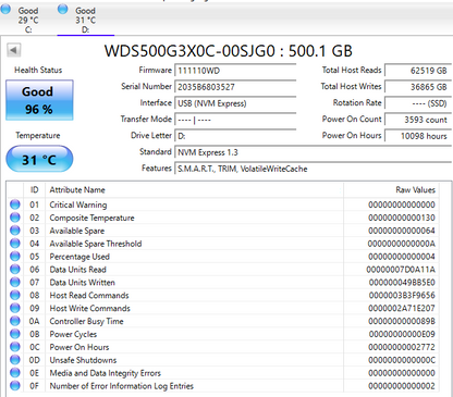 Western Digital 2280mm Black SN750 500GB M.2 NVMe Gen 3.0 x 4 SSD 